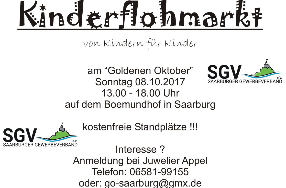 Kinderflohmarkt am Goldenen Oktober 2017 in Saarburg
